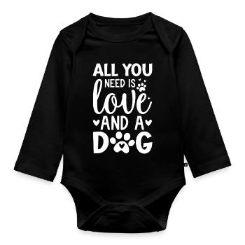 L’amour et les chiens Citation inspirante Design - Body Bébé bio manches longues - noir - Devant