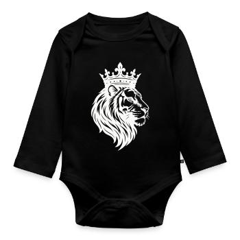 Roi de la Couronne du Lion - Body Bébé bio manches longues - noir - Devant