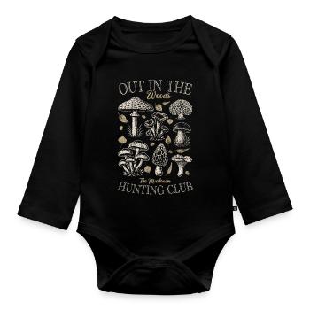 Out in the woods, The Mushroom Hunting Club, Pilze - Baby Bio-Langarm-Body - Schwarz - Vorne