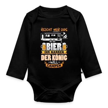 Camper Camping Caravan Saying - Organic Longsleeve Baby Bodysuit - black - Front