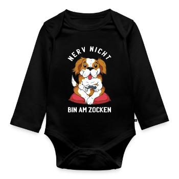 Gehen Sie Ihrem Hund nicht auf die Nerven er zockt - Baby Bio-Langarm-Body - Schwarz - Vorne