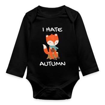 I Hate Autumn Fox - Organic Longsleeve Baby Bodysuit - black - Front