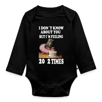 40 . Geburtstag witziges Katzendesign - Baby Bio-Langarm-Body - Schwarz - Vorne
