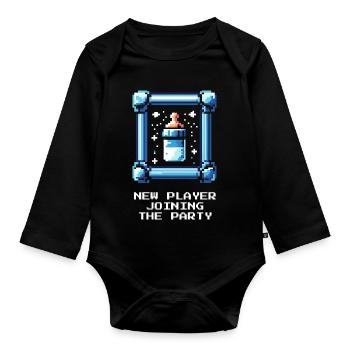 Un nouveau joueur rejoint l’équipe | Faire-part de bébé - Body Bébé bio manches longues - noir - Devant