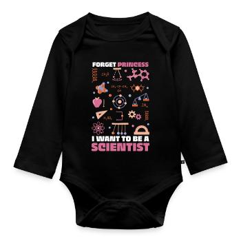 Ich will Wissenschaftler sein – bunte Doodles - Baby Bio-Langarm-Body - Schwarz - Vorne