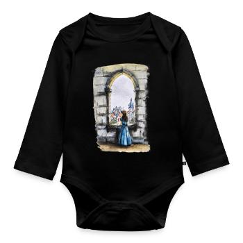 Rêve de fenêtre de château de conte de fées - Body Bébé bio manches longues - noir - Devant