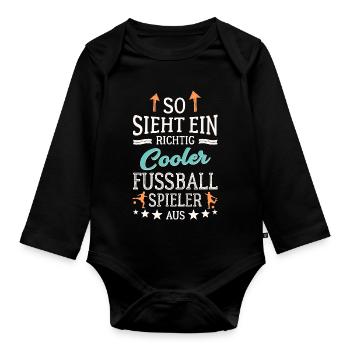 So sieht ein richtig cooler Fußballspieler aus  - Baby Bio-Langarm-Body - Schwarz - Vorne