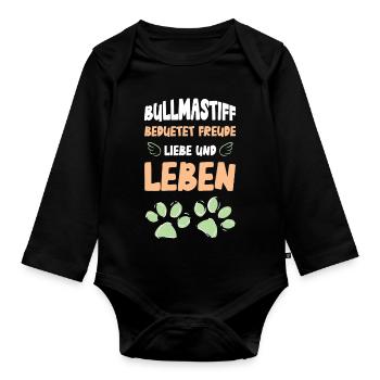 Bullmastiff Bedeutet Freude Und Leben - Baby Bio-Langarm-Body - Schwarz - Vorne