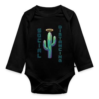 Social Distancing Cactus - Organic Longsleeve Baby Bodysuit - black - Front