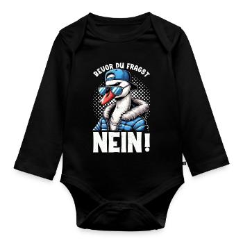 Avant que tu ne demandes, pas de cygne. Mauvaise humeur. - Body Bébé bio manches longues - noir - Devant