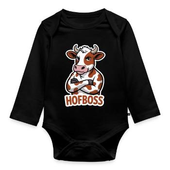 Hofboss Kuh Arrogante Bosskuh - Organic Longsleeve Baby Bodysuit - black - Front