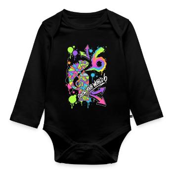 Colorez votre monde 6 Caméléon - Body Bébé bio manches longues - noir - Devant