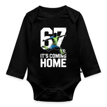 67 – Fußball - Baby Bio-Langarm-Body - Schwarz - Vorne