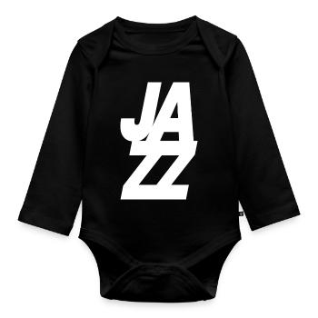 Bold Jazz Music logo design - Organic Longsleeve Baby Bodysuit - black - Front