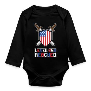 Level 250 Reached USA Gamer - Baby Bio-Langarm-Body - Schwarz - Vorne