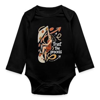 Bouldern Shirt Damen – Vertrau dem Prozess - Baby Bio-Langarm-Body - Schwarz - Vorne