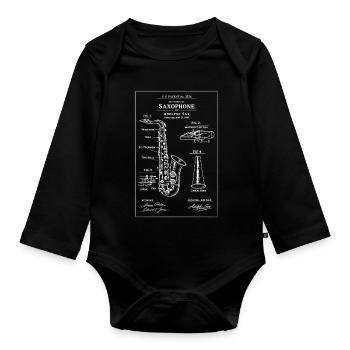 Saxophon-Blueprint-Patentdiagramm - Baby Bio-Langarm-Body - Schwarz - Vorne