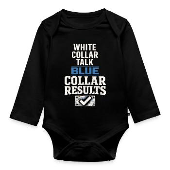workers who are trained as welders and - Organic Longsleeve Baby Bodysuit - black - Front