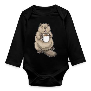 Beaver Coffee Mug - Organic Longsleeve Baby Bodysuit - black - Front