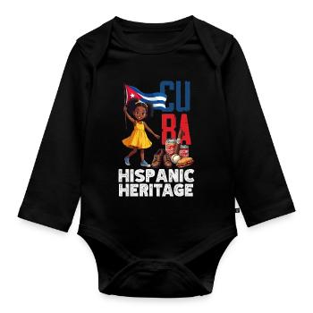 Kuba Stolz & Heimat - Cuba Flagge Design - Baby Bio-Langarm-Body - Schwarz - Vorne