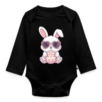 Herzhasen Osterei Charm - Baby Bio-Langarm-Body - Schwarz - Vorne