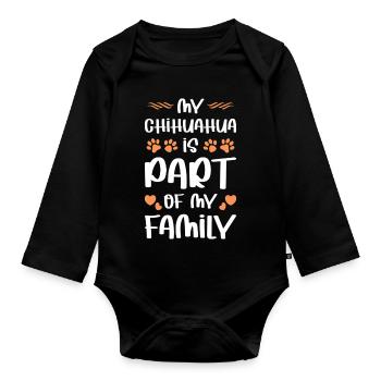 Mein Chihuahua ist Familienmitglied - Baby Bio-Langarm-Body - Schwarz - Vorne