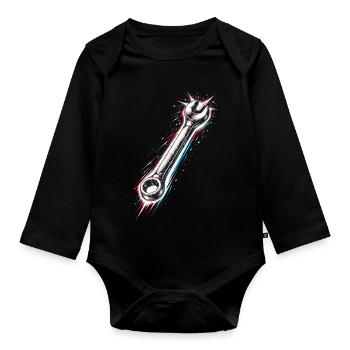 Wrench Tool Mechanic Design - Organic Longsleeve Baby Bodysuit - black - Front