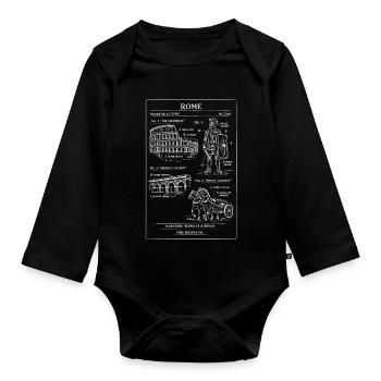 Roman Colosseum Gladiator Motif - Organic Longsleeve Baby Bodysuit - black - Front