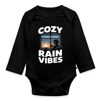 Cozy Rain Vibes Regen - Baby Bio-Langarm-Body - Schwarz - Vorne