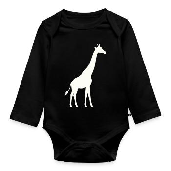 Giraffe Silhouette - Organic Longsleeve Baby Bodysuit - black - Front