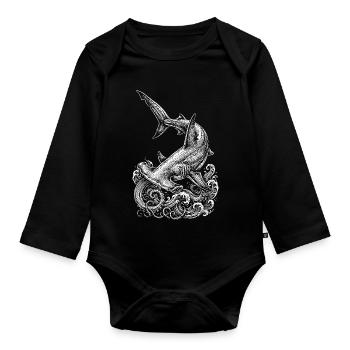 hammerhead shark design - Organic Longsleeve Baby Bodysuit - black - Front