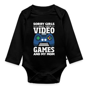 Retro Heart Valentine's Day Design Love - Organic Longsleeve Baby Bodysuit - black - Front