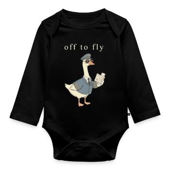 Pilote Duck au décollage - Body Bébé bio manches longues - noir - Devant
