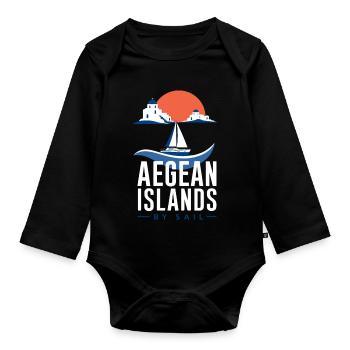 Segelgeschenke für Männer, Ägäische Inseln mit Segeln - Baby Bio-Langarm-Body - Schwarz - Vorne