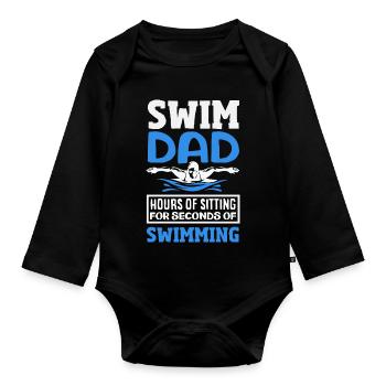 Lustige Schwimmer Sprüche & Schwimmverein Design - Baby Bio-Langarm-Body - Schwarz - Vorne