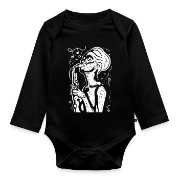 Saxophonist Sketch - Organic Longsleeve Baby Bodysuit - black - Front
