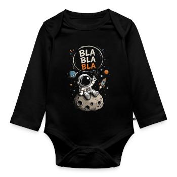 Astronaut Blabla on the Moon - Organic Longsleeve Baby Bodysuit - black - Front