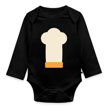 Chapeau de chef, chef, chef, maître du grill, cadeau - Body Bébé bio manches longues - noir - Devant