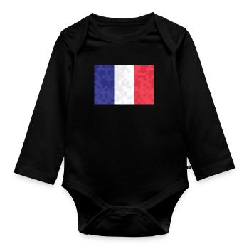 Frankreich Flagge Used Look Französische Fahne - Baby Bio-Langarm-Body - Schwarz - Vorne