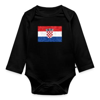 Kroatien Flagge Adria Zagreb Kroatische Fahne - Baby Bio-Langarm-Body - Schwarz - Vorne