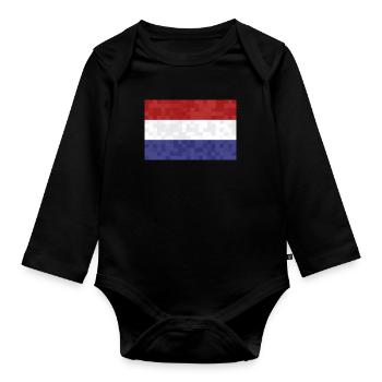 Pays-Bas Drapeau Hollande Drapeau néerlandais - Body Bébé bio manches longues - noir - Devant