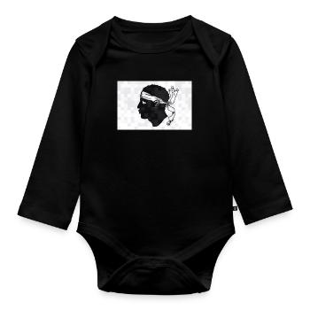 Korsika Flagge Korsika Fahne Corsica Korsischen - Baby Bio-Langarm-Body - Schwarz - Vorne