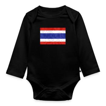 Thailand Fahne Thailändische Flagge Used Look - Baby Bio-Langarm-Body - Schwarz - Vorne