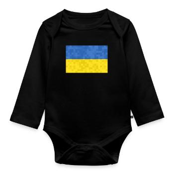 Ukraine Flagge Vintage Ukrainische Fahne Used Look - Baby Bio-Langarm-Body - Schwarz - Vorne
