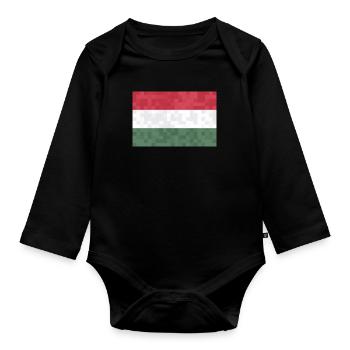 Ungarn Flagge Ungarische Fahne Balaton Hungary - Baby Bio-Langarm-Body - Schwarz - Vorne