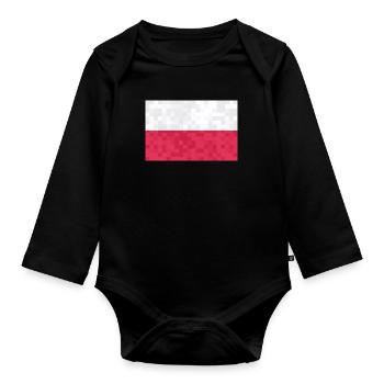 Pologne Drapeau utilisé Look Polska Drapeau polonais - Body Bébé bio manches longues - noir - Devant