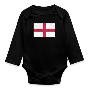 England Flag Vintage English Flag Used Look - Organic Longsleeve Baby Bodysuit - black - Front