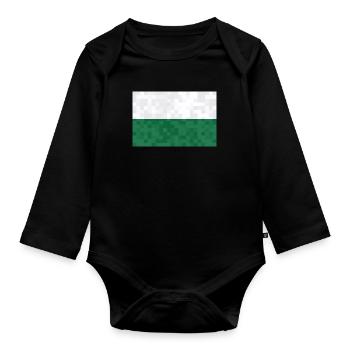 Sachsen Flagge Sächsische Fahne Ossi Urlaub SN - Baby Bio-Langarm-Body - Schwarz - Vorne