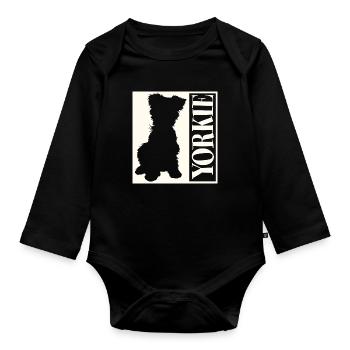 Yorkie Yorkshire Terrier Silhouette grafisch - Baby Bio-Langarm-Body - Schwarz - Vorne