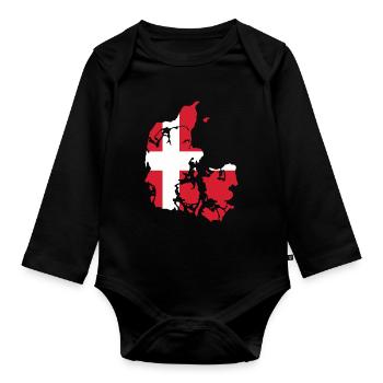 Danemark drapeau drapeau - Body Bébé bio manches longues - noir - Devant